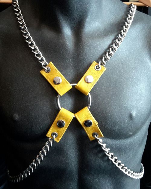 Yellow Leather And Chain  Upper Body Harness
